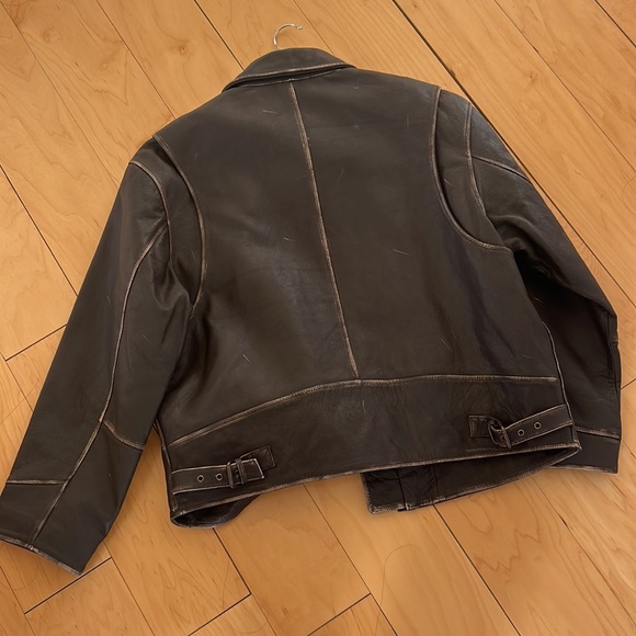 Mango oversized distressed leather jacket - Picture 5 of 5
